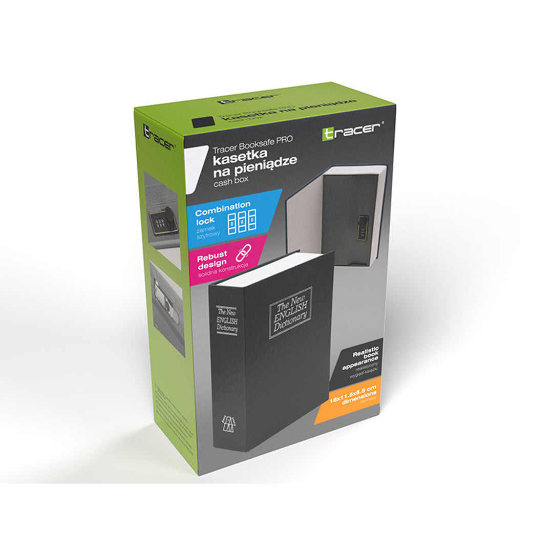 Pokladnička Tracer, imitace knihy, kombinační zámek, BookSafe Pro