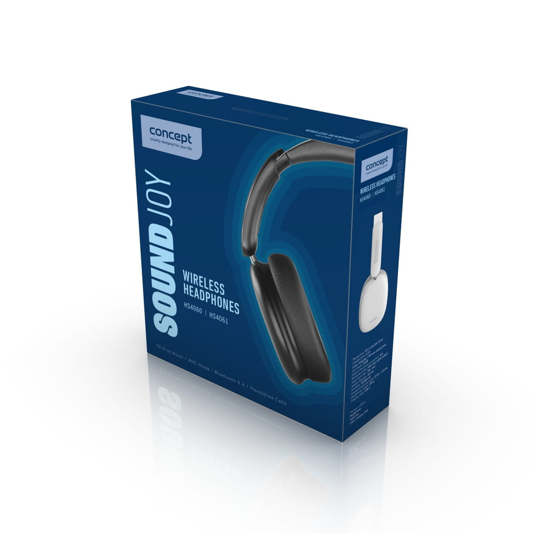 Bezdrátová sluchátka do uší Concept SoundJoy, výdrž až 70 hodin přehrávání, Bluetooth 5.4, rychlé nabíjení, aktivní potlačení hluku až 33 dB, bílá, HS4061