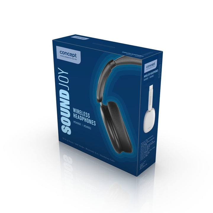 Bezdrátová sluchátka do uší Concept SoundJoy, výdrž až 70 hodin přehrávání, Bluetooth 5.4, rychlé nabíjení, aktivní potlačení hluku až 33 dB, bílá, HS4061