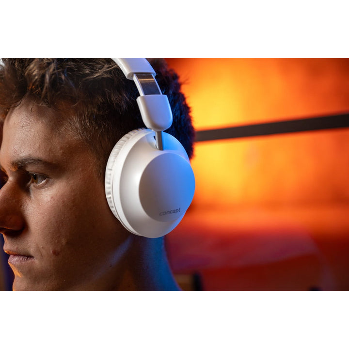 Bezdrátová sluchátka do uší Concept SoundJoy, výdrž až 45 hodin přehrávání, Bluetooth 6.0, rychlé nabíjení, aktivní potlačení hluku až 18 dB, bílá, HS4081