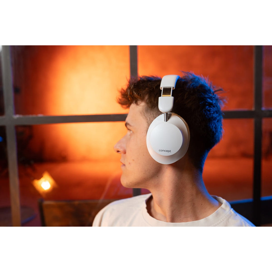 Bezdrátová sluchátka do uší Concept SoundJoy, výdrž až 45 hodin přehrávání, Bluetooth 6.0, rychlé nabíjení, aktivní potlačení hluku až 18 dB, bílá, HS4081