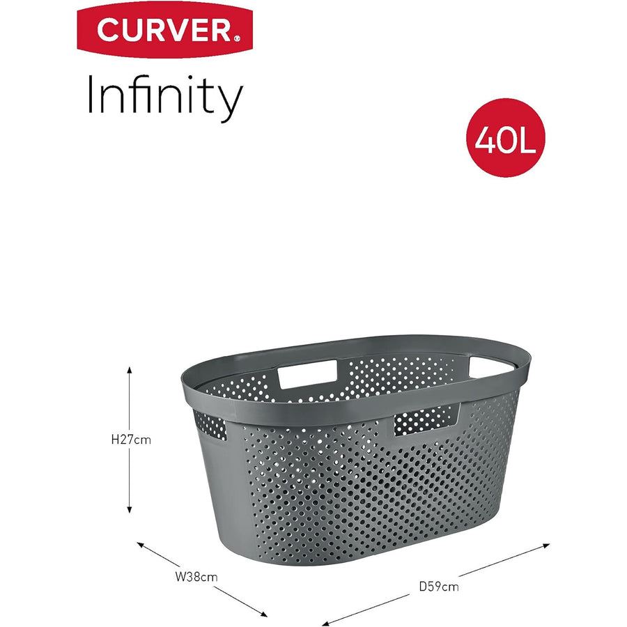 Curver Infinity Recyklovaný koš na prádlo, objem 40 l, tmavě šedý, 100% recyklovaný, 245675