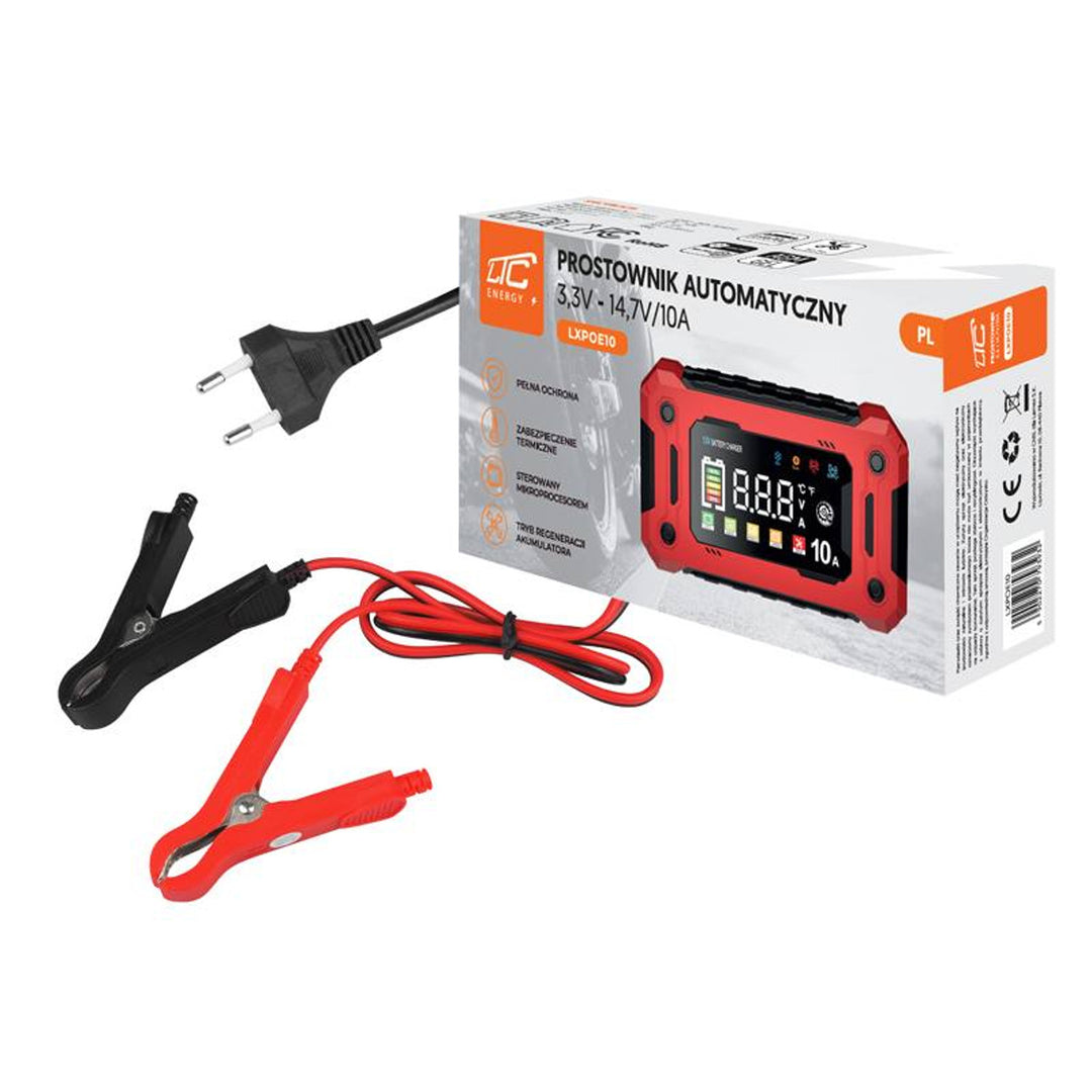 Usměrňovač baterií LTC Energy, 3,3-14,7 V, 10 A, AGM/GEL/LiFePO4, automatický režim, LXPOE10