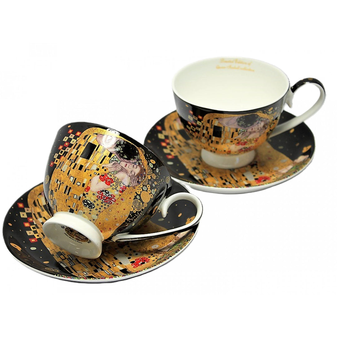 Sada 2 porcelánových šálků Queen Isabell, motiv Klimtův polibek, 250 ml, W8KL356-22383
