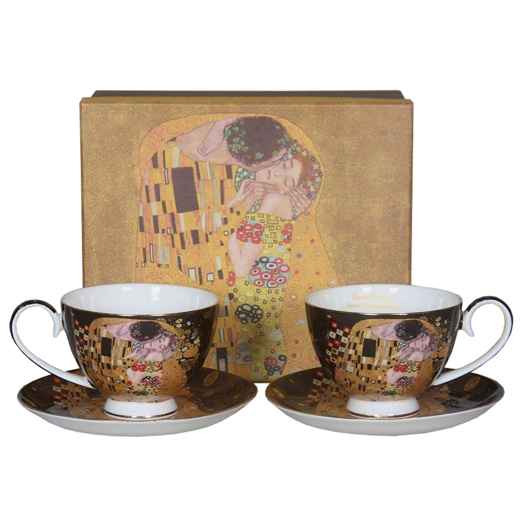 Sada 2 porcelánových šálků Queen Isabell, motiv Klimtův polibek, 250 ml, W8KL356-22383