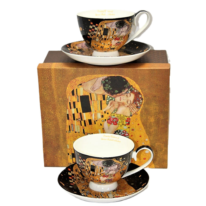 Sada 2 porcelánových šálků Queen Isabell, motiv Klimtův polibek, 250 ml, W8KL356-22383