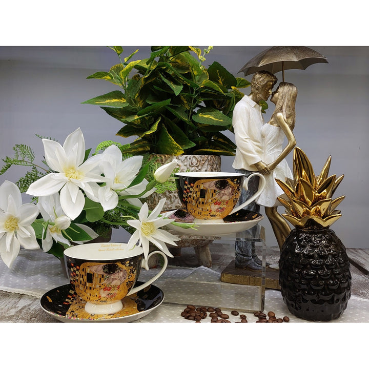 Sada 2 porcelánových šálků Queen Isabell, motiv Klimtův polibek, 250 ml, W8KL356-22383