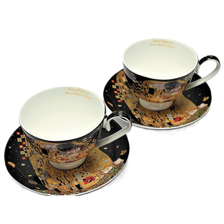 Sada 2 porcelánových šálků Queen Isabell, motiv Klimtův polibek, 250 ml, W8KL356-22383