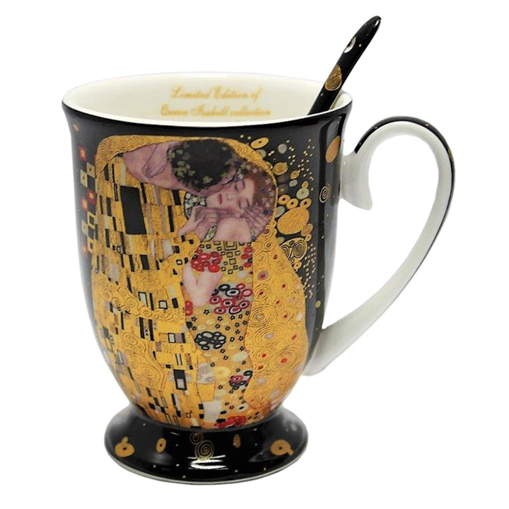 Porcelánový hrnek Queen Isabel se lžičkou, lžička, motiv Klimt Kiss, 300ml, W9KL338-09121