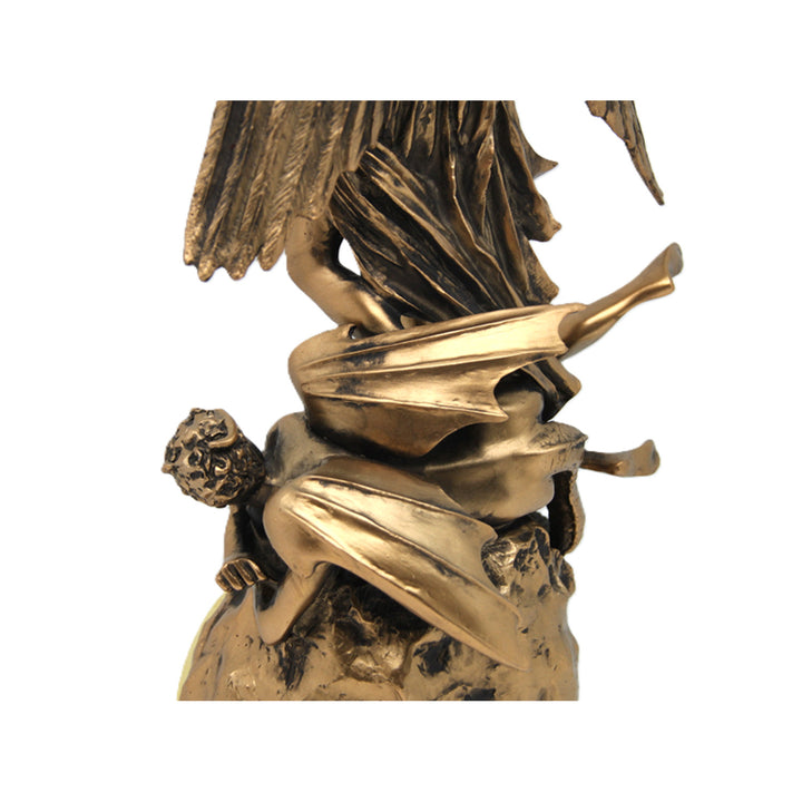 Figurka archanděla Michaela, hodiny, bronzová náboženská socha, královna Isabela