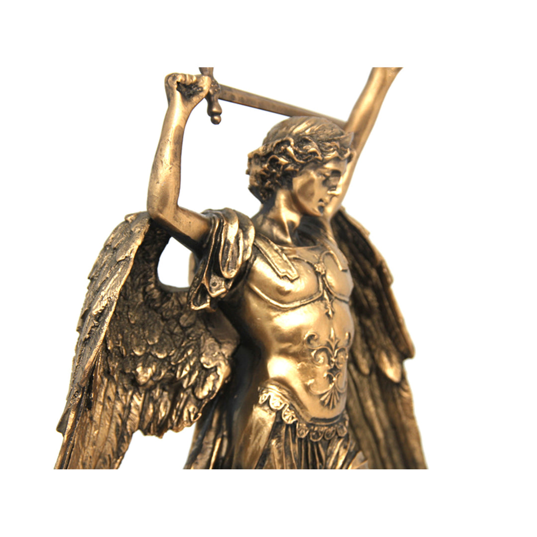 Figurka archanděla Michaela, hodiny, bronzová náboženská socha, královna Isabela