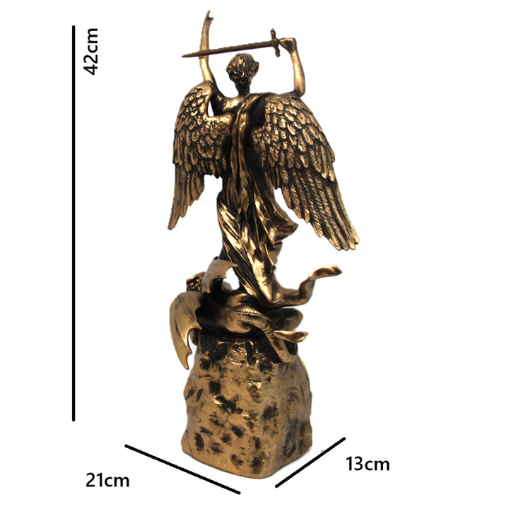 Figurka archanděla Michaela, hodiny, bronzová náboženská socha, královna Isabela