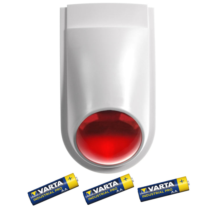 Atrapa poplašné sirény s LED diodou, AL2030 + 3x AA baterie Varta Industrial