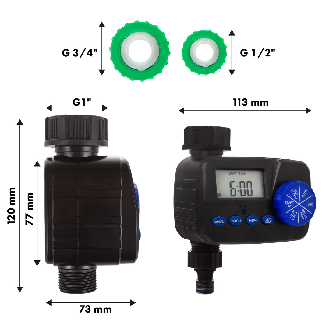 Elektronický ovladač zavlažování GreenBlue, programátor, napájení 2x1,5V AA, GB390 + 2x alkalická baterie Varta Industrial AA