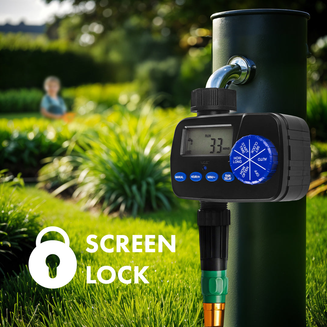 Elektronický ovladač zavlažování GreenBlue, programátor, napájení 2x1,5V AA, GB390 + 2x alkalická baterie Varta Industrial AA