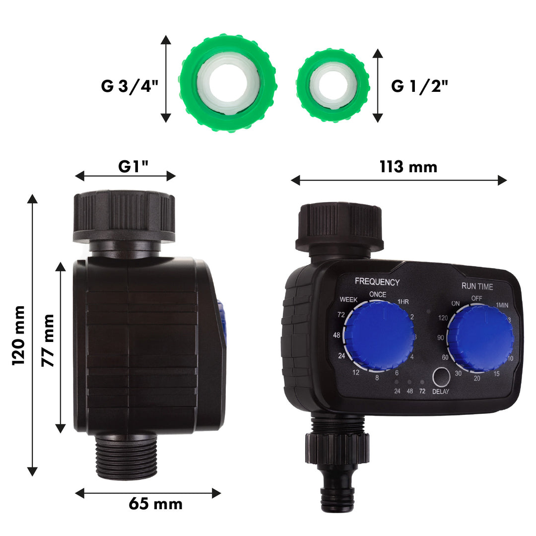 Elektronický ovladač zavlažování GreenBlue, programátor, napájení 2x 1,5V AA, GB391 + 2x alkalické baterie Varta Industrial AA