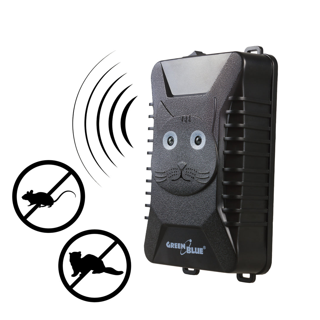 GreenBlue GB725 odpuzovač hlodavců a kun s ultrazvukem a LED + 4x baterie AA Varta Industrial