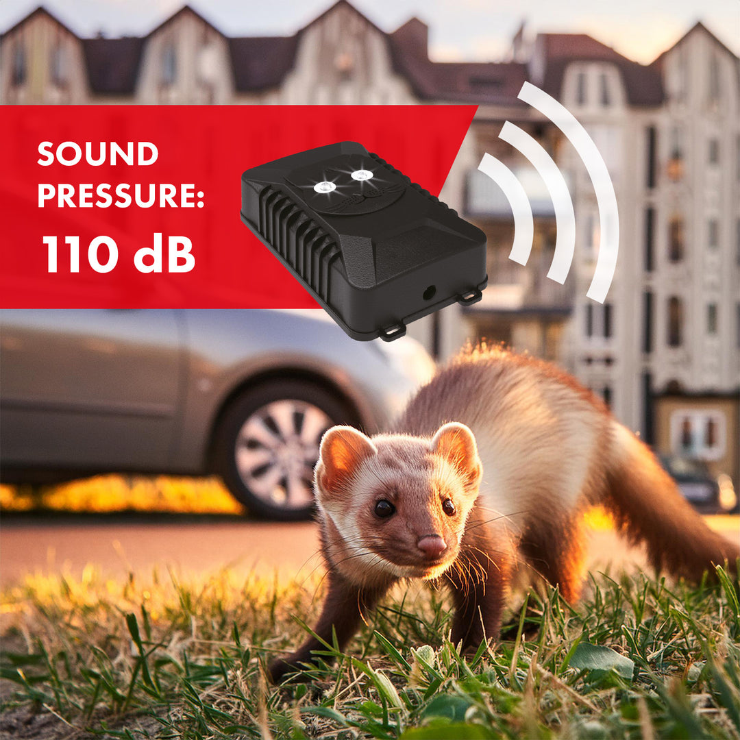 GreenBlue GB725 odpuzovač hlodavců a kun s ultrazvukem a LED + 4x baterie AA Varta Industrial