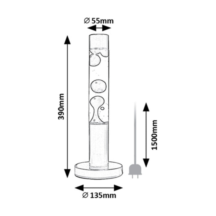 LED lávová lampa Rabalux, výkon 25 W, 3000 K, červený vosk, Lavastic