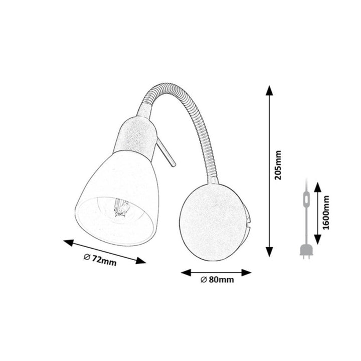 Nástěnné svítidlo Rabalux, bodové, závit E14, IP20, černé, Soma