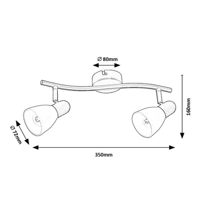 Stropní svítidlo Rabalux, bodové, 2x závit E14, IP20, černé, Soma