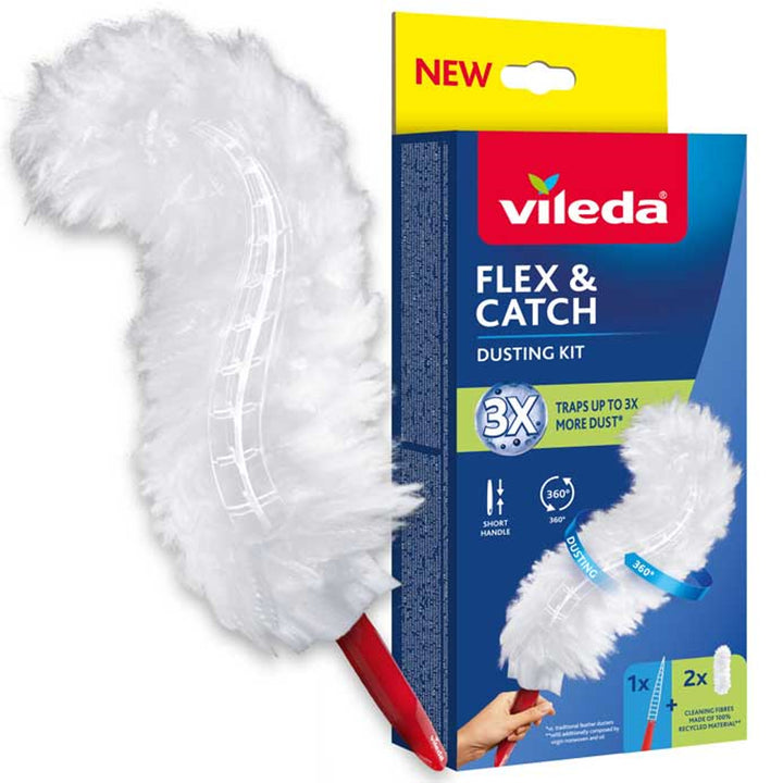 Vileda Flex&Catch smeták na prach, s krátkou násadou, 2 kazety v balení, protiskluzový, flexibilní hlava, 179432