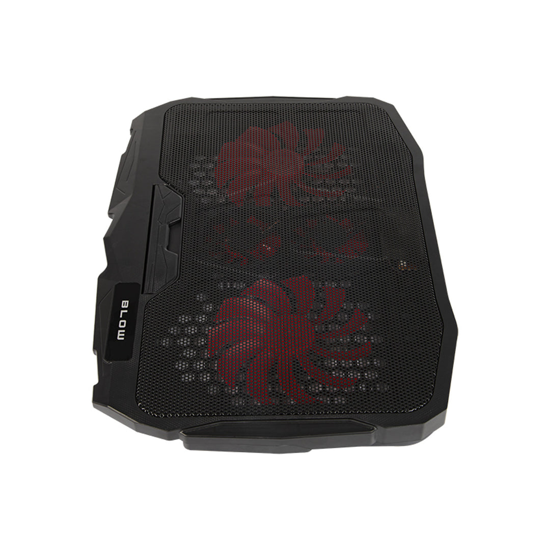 Chladicí stojan na notebook Blow Hurricane, čtyři ventilátory, červené osvětlení, vestavěný rozbočovač USB