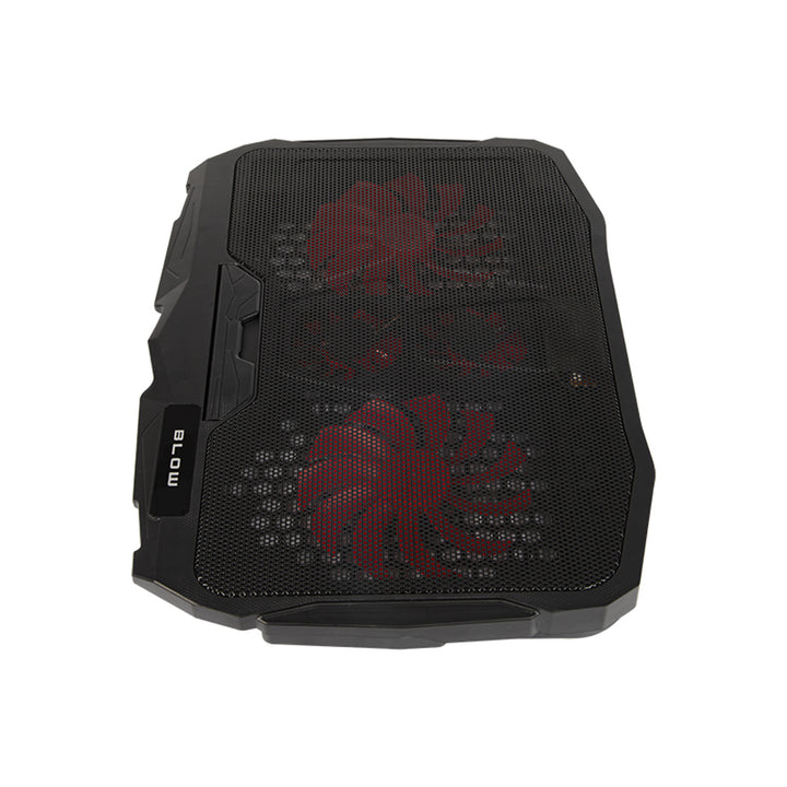 Chladicí stojan na notebook Blow Hurricane, čtyři ventilátory, červené osvětlení, vestavěný rozbočovač USB