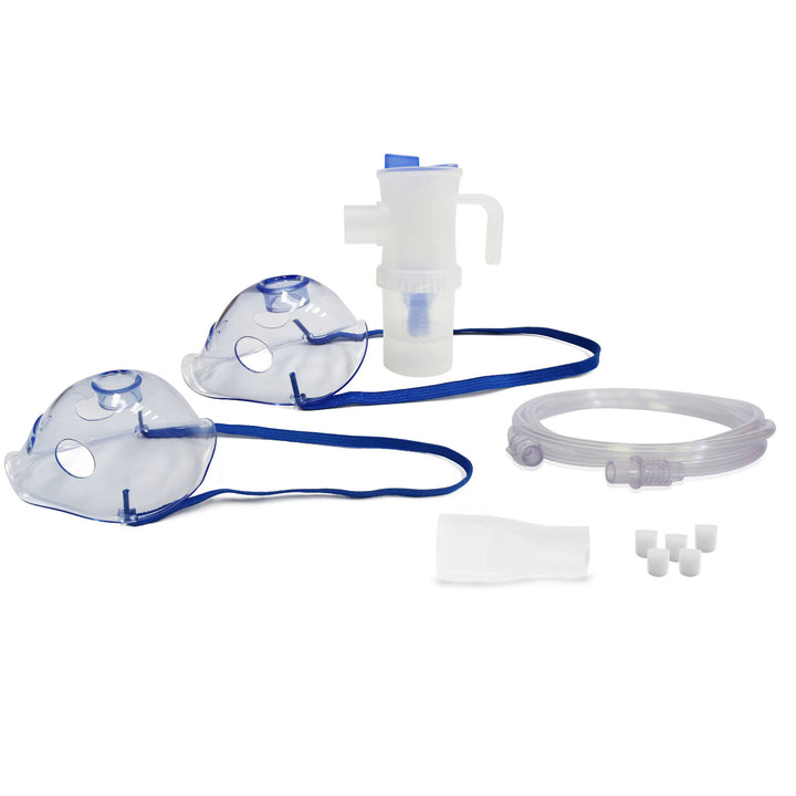 Sada inhalačního/nebulizačního příslušenství Omnibus, velký 12ml nebulizátor, modrá barva, 5 náhradních filtrů, regulace rychlosti.
