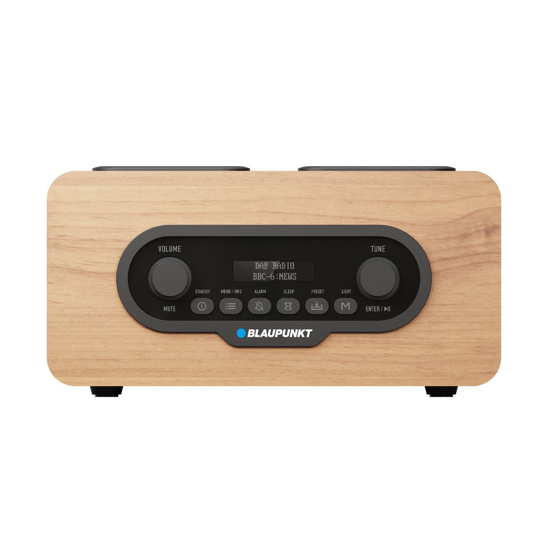 Přenosné rádio Blaupunkt, digitální rádio DAB+ a FM tuner, Bluetooth, výstup pro sluchátka, USB a microSD přehrávač, LCD displej, funkce hodin a budíku, napájení z dobíjecí baterie USB-C, DR10CR