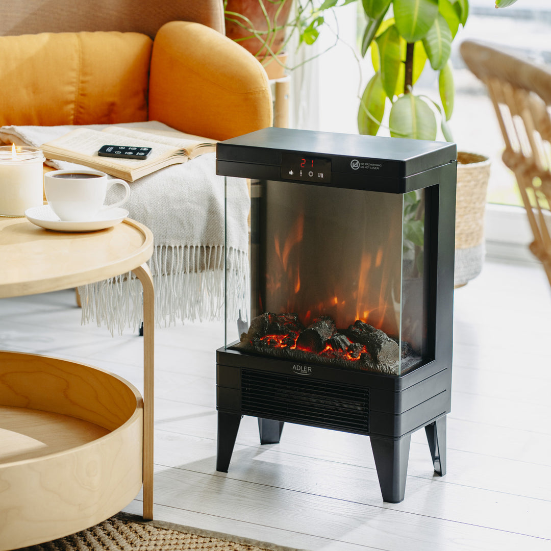 Elektrický krb LED s dálkovým ovládáním, 2 topné výkony 1000W/2000W, termostat, Adler AD 7755