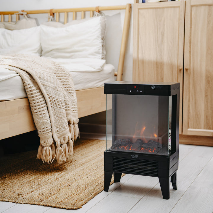 Elektrický krb LED s dálkovým ovládáním, 2 topné výkony 1000W/2000W, termostat, Adler AD 7755