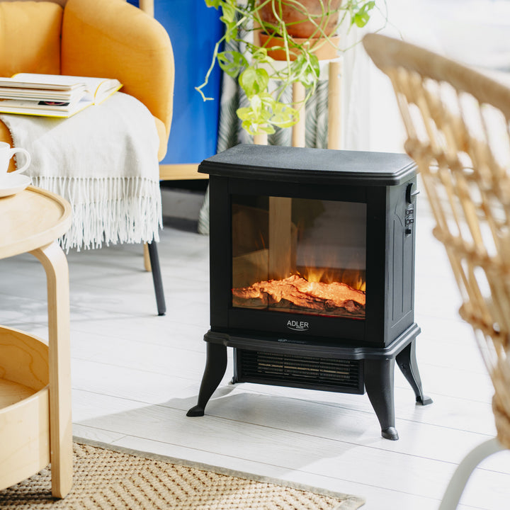 Elektrický krb Adler, 2 stupně ohřevu, max. výkon 1800 W, termostat, 3D efekt plamene, AD 7754