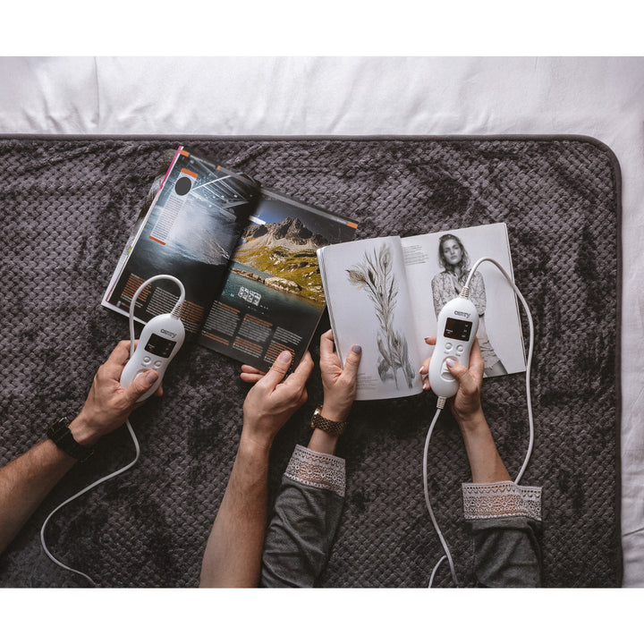 Elektrická deka Camry, pro 2 osoby, rozměry 150x160cm, 8 stupňů ohřevu, výkon 2 x 60W, šedá, CR 7417