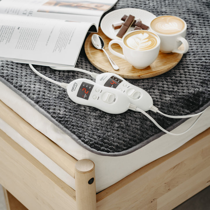 Elektrická deka Camry, pro 2 osoby, rozměry 150x160cm, 8 stupňů ohřevu, výkon 2 x 60W, šedá, CR 7417