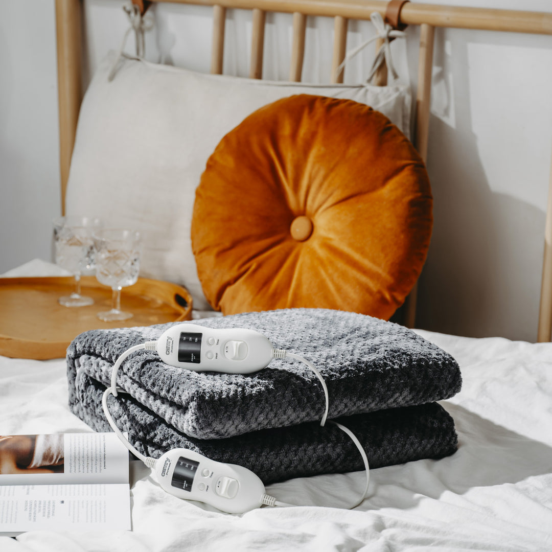 Elektrická deka Camry, pro 2 osoby, rozměry 150x160cm, 8 stupňů ohřevu, výkon 2 x 60W, šedá, CR 7417
