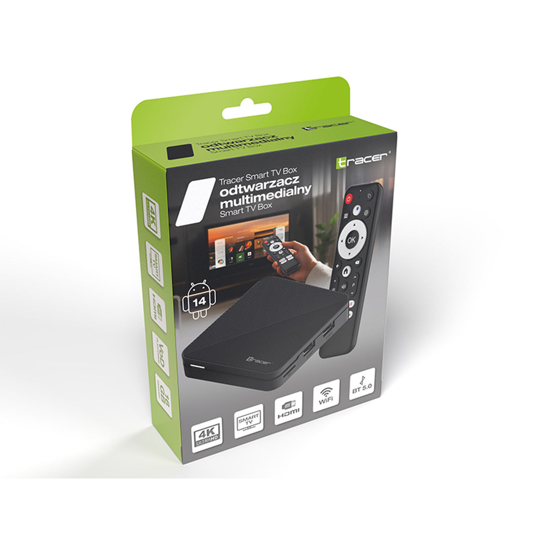 Přehrávač médií, Android 14, 2 GB RAM, 16 GB paměti, Bluetooth 5.0, Wi-Fi, TV Box