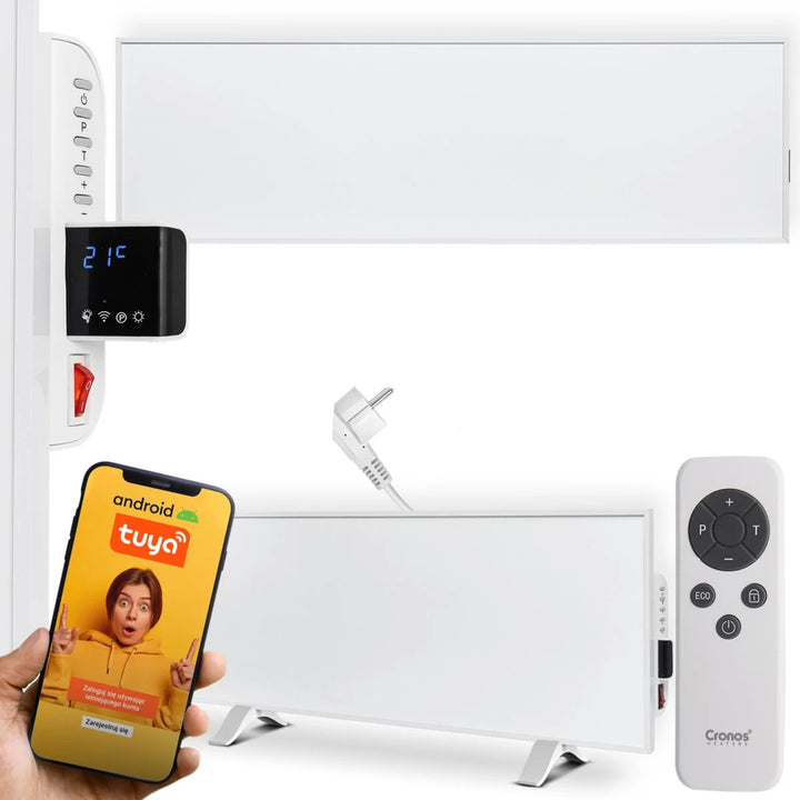 Infrazářič Cronos, 330W, bílý, vhodný pro alergiky, ultratenký, matný povrch, vyhřívá plochu až 12m2, Synthelith PRO CRP-330TWP White