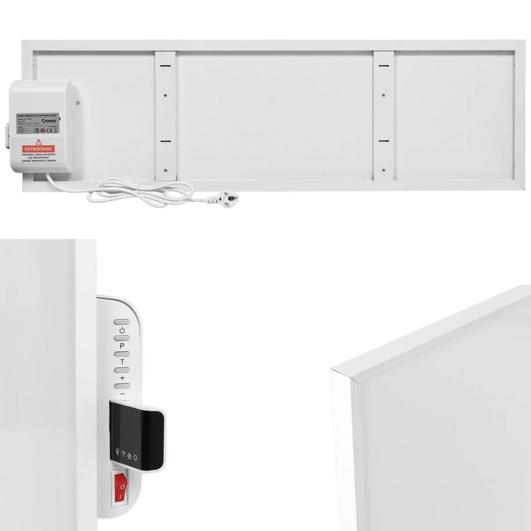 Infrazářič Cronos, 330W, bílý, vhodný pro alergiky, ultratenký, matný povrch, vyhřívá plochu až 12m2, Synthelith PRO CRP-330TWP White