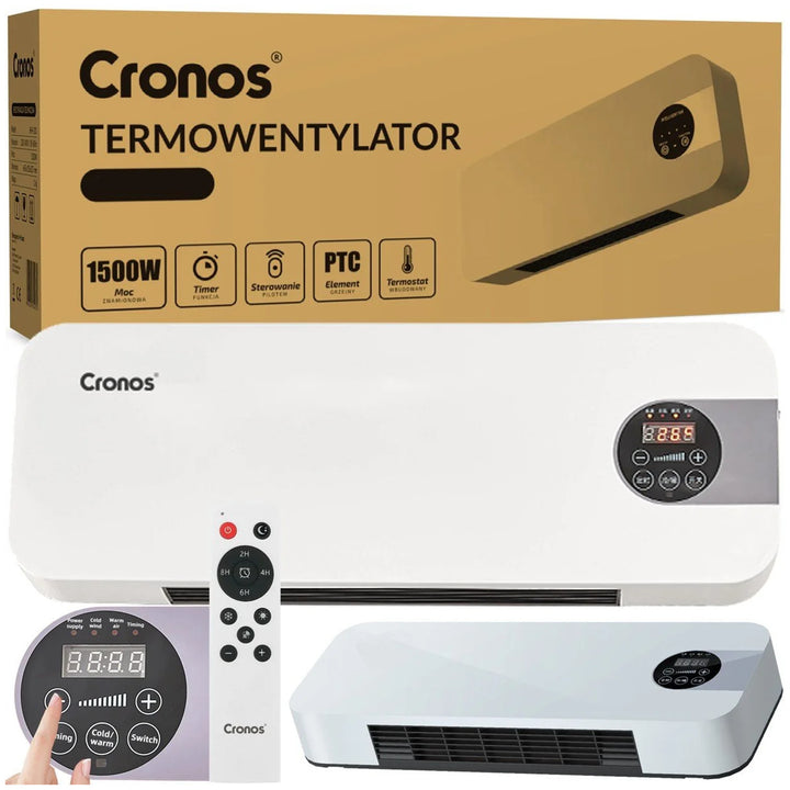 Ventilátorová vzduchová clona Cronos, 1500 W, nízká spotřeba energie, široký úhel výtoku, dálkové ovládání, HFH-201