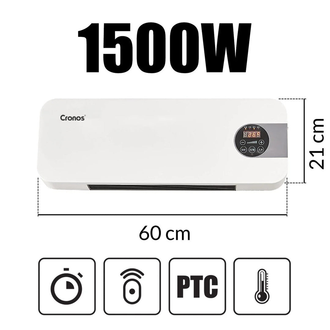 Ventilátorová vzduchová clona Cronos, 1500 W, nízká spotřeba energie, široký úhel výtoku, dálkové ovládání, HFH-201