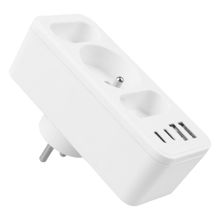 Proudová zásuvka x3 + 4xUSB Maclean, 3-zásuvkový rozdělovač, 2xUSB A, 2xUSB C PD 20W, 1x16A + 2x6A, MCE248 F/W, 3 kusy