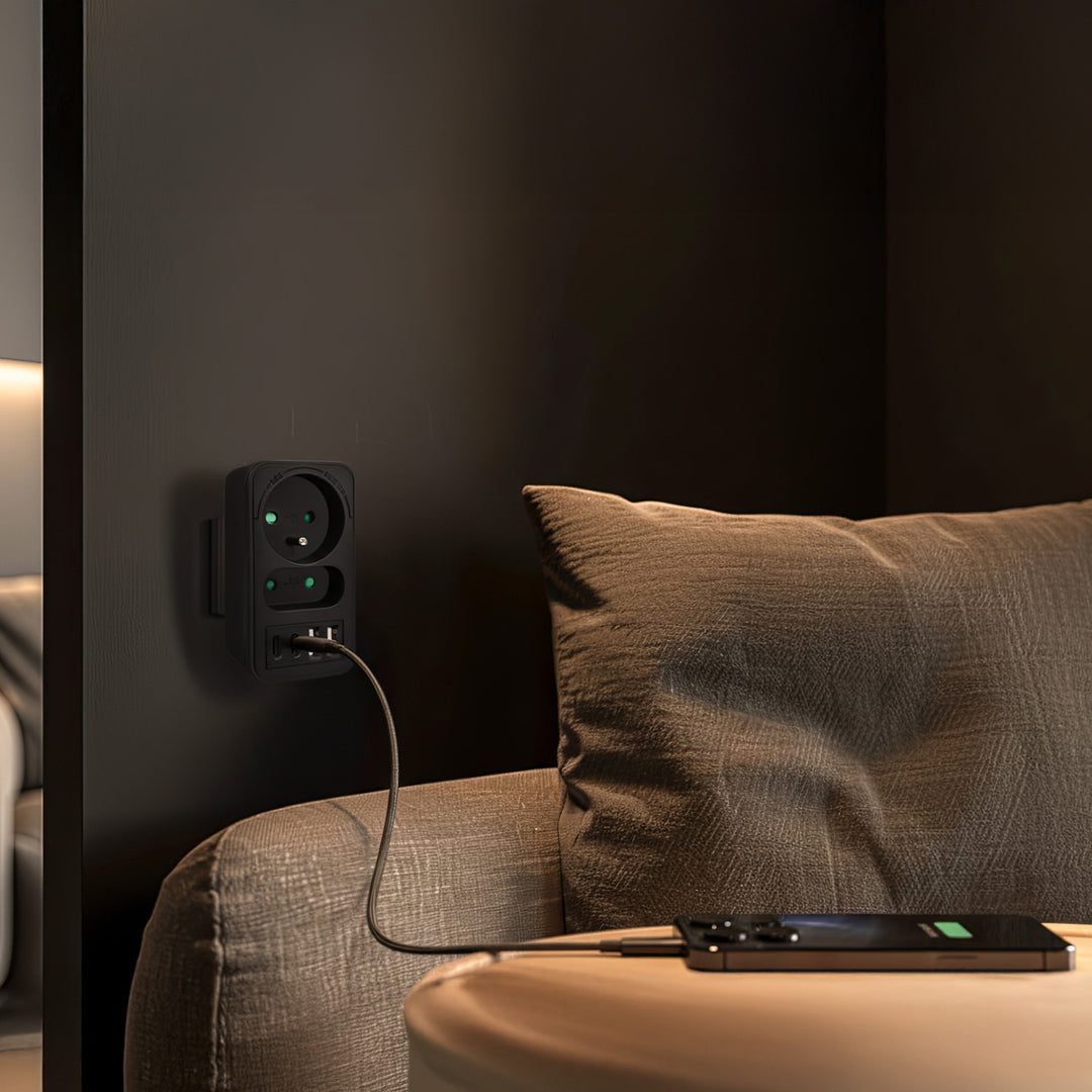 Proudová zásuvka Maclean x2 + 4xUSB, rozbočovač se 2 zásuvkami, 2xUSB A, 2xUSB C PD 20W, 1x16A + 1x6A, MCE249 F/B, 2 kusy