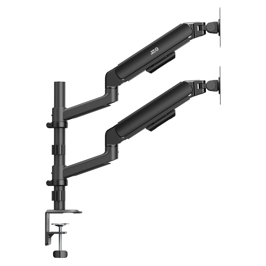 Držák / závěs na 2 monitory Ergo Office, plynová pružina, 17"–32", 1–10 kg, matná černá, ER-692 B
