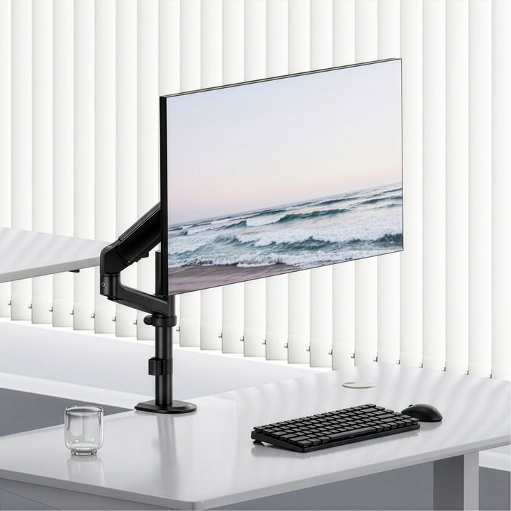 Držák / závěs na monitor Ergo Office, plynová pružina, 17"–32", 1–10 kg, matná černá, max. VESA 100×100, ER-691 B