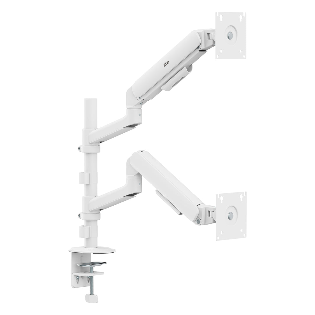Držák / závěs na 2 monitory Ergo Office, plynová pružina, 17"–32", 1–10 kg, matná bílá, ER-692 W