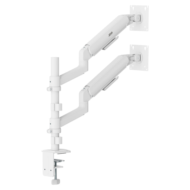 Držák / závěs na 2 monitory Ergo Office, plynová pružina, 17"–32", 1–10 kg, matná bílá, ER-692 W