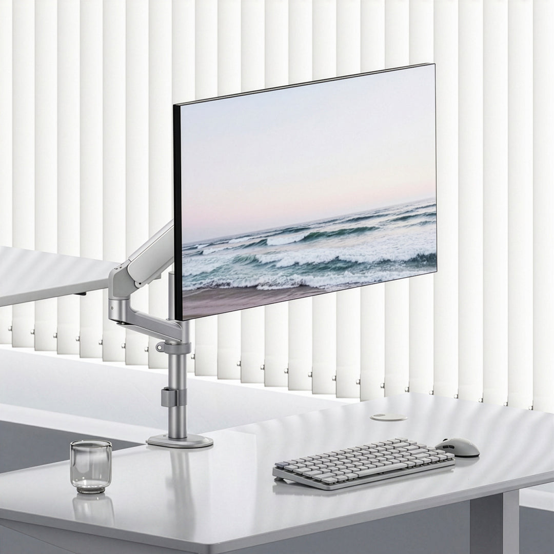 Držák / závěs na monitor Ergo Office, plynová pružina, 17"–32", 1–10 kg, matná bílá, max. VESA 100×100, ER-691 W