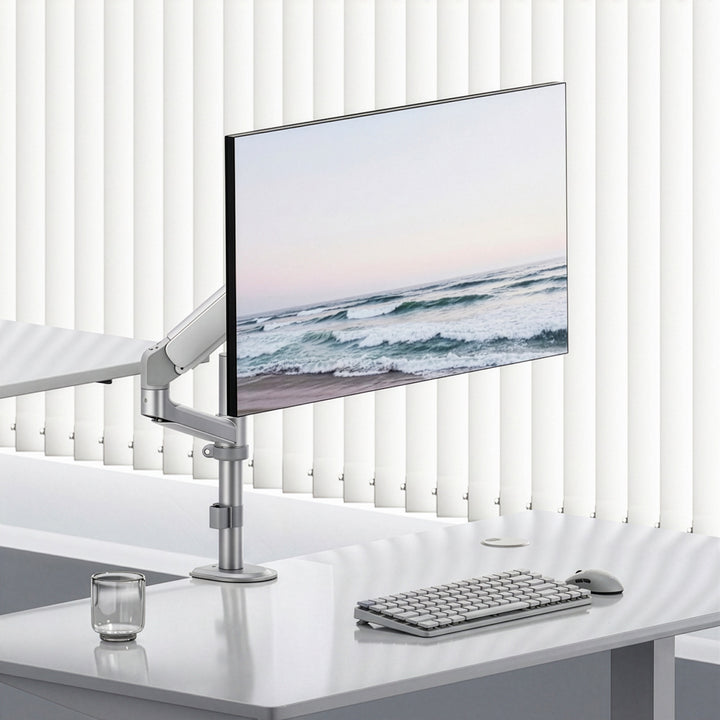 Držák / závěs na monitor Ergo Office, plynová pružina, 17"–32", 1–10 kg, matná bílá, max. VESA 100×100, ER-691 W