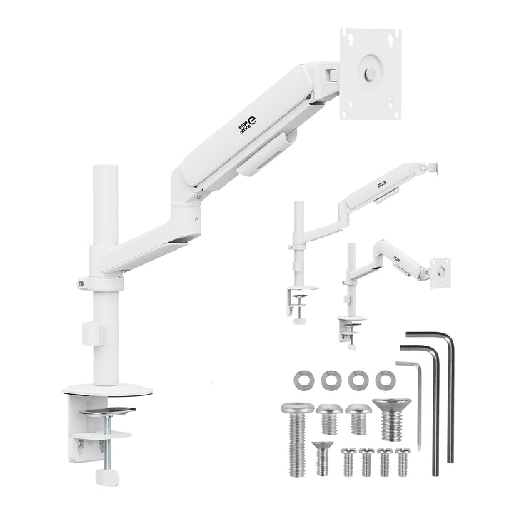 Držák / závěs na monitor Ergo Office, plynová pružina, 17"–32", 1–10 kg, matná bílá, max. VESA 100×100, ER-691 W